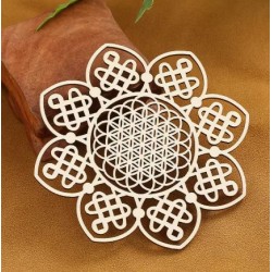 Fleur de Vie Infini (lot de 2) sous verre - bois - 11 cm