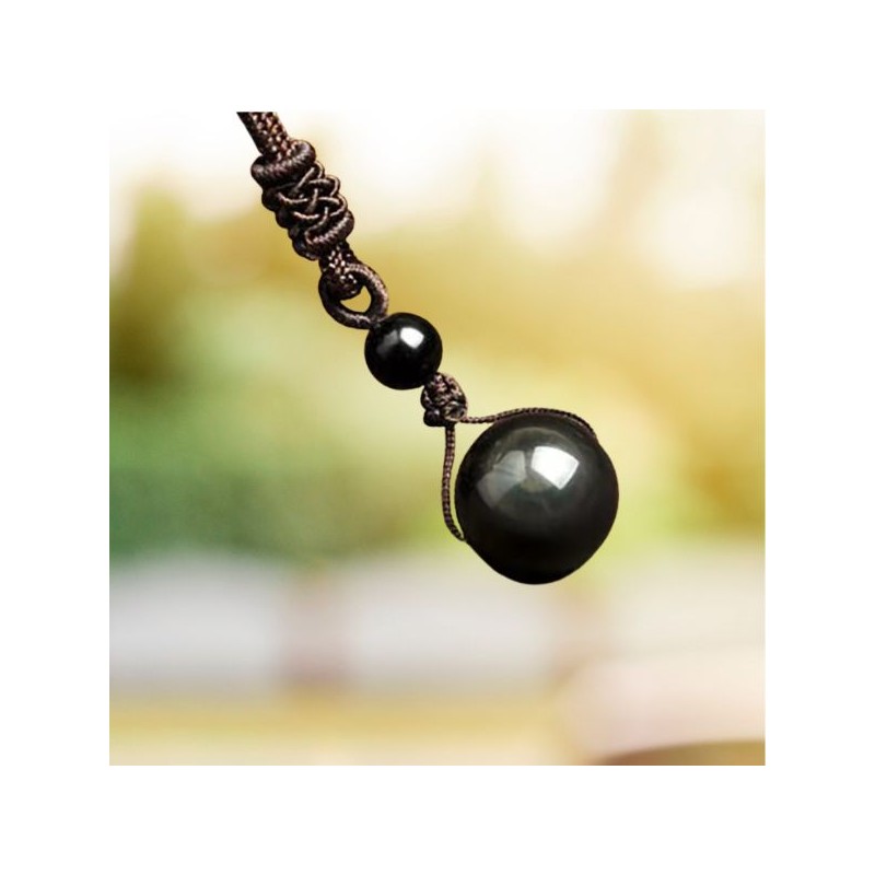 Collier Pendentif Obsidienne Arc-en-Ciel – Sphère 20 mm