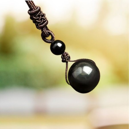 Collier Pendentif Obsidienne Arc-en-Ciel – Sphère 20 mm