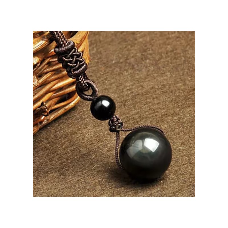 Collier Pendentif Obsidienne Arc-en-Ciel – Sphère 20 mm