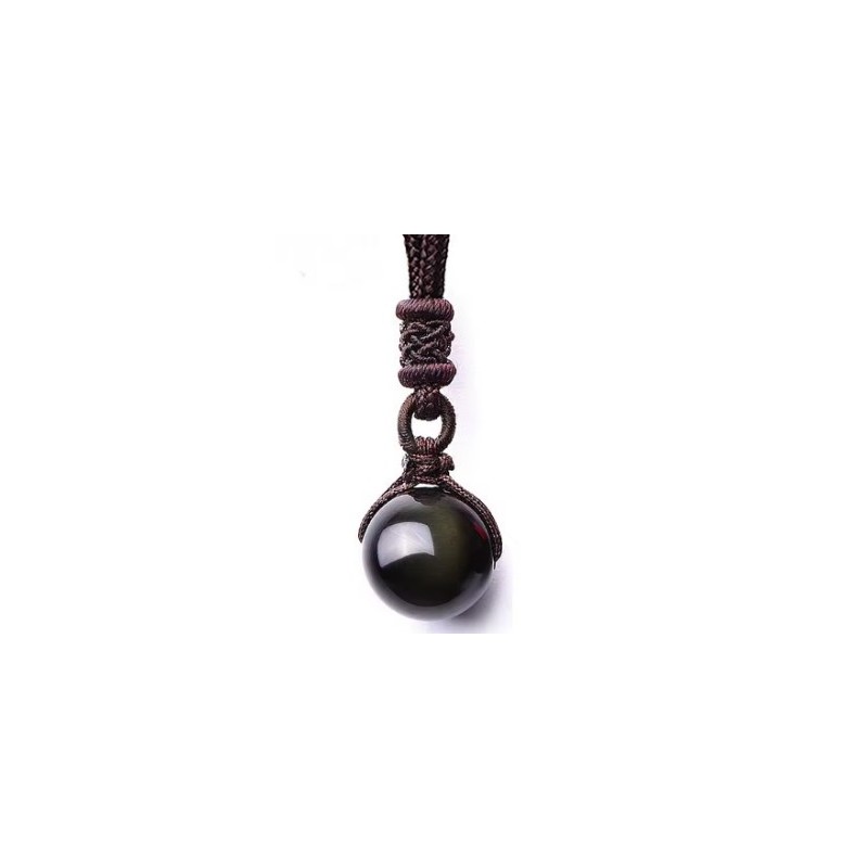 Collier Pendentif Obsidienne Arc-en-Ciel – Sphère 20 mm