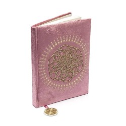 Carnet Fleur de Vie Velours Vieux Rose – 20x15 cm