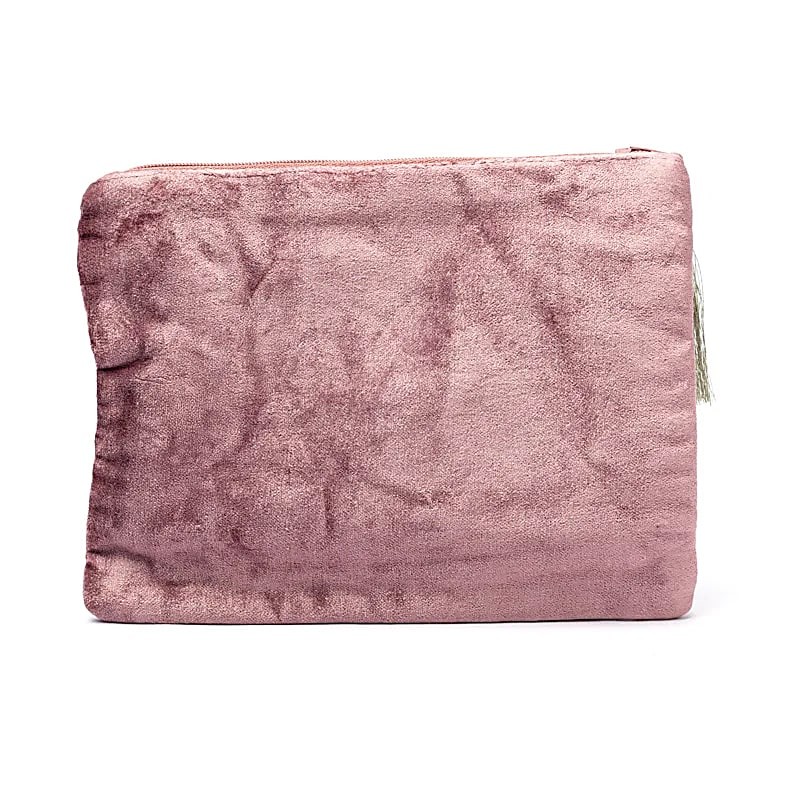 Pochette Velours Vieux Rose Fleur de Vie – 20x15 cm