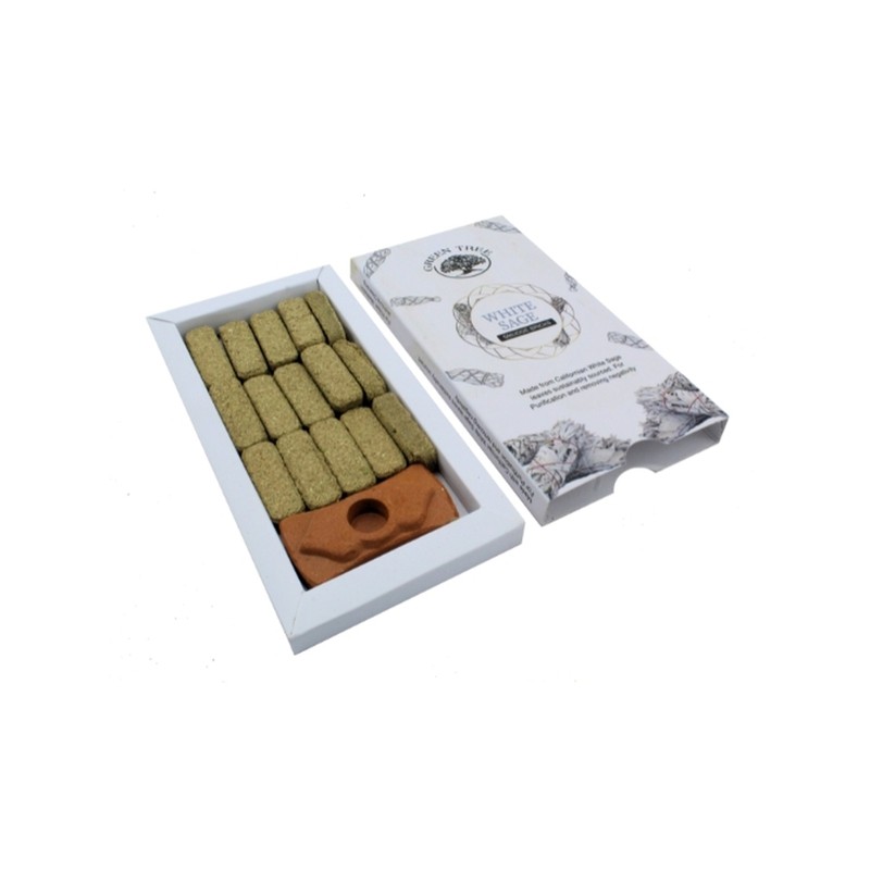 Brique de fumigation Sauge blanche avec support Green Tree.