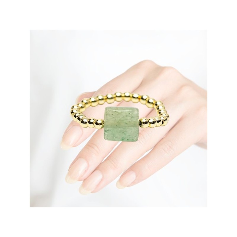 Bague Élastique Aventurine Verte Facettée – Pierre Naturelle