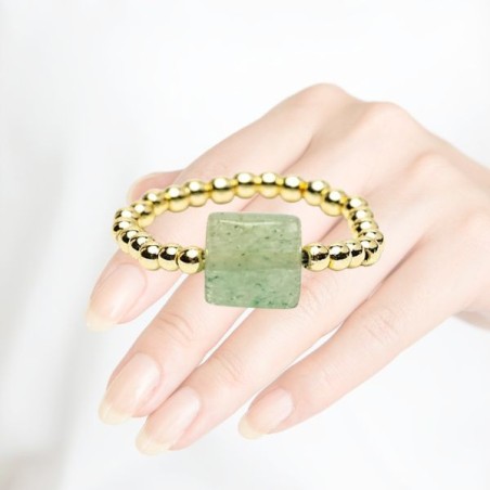 Bague Élastique Aventurine Verte Facettée – Pierre Naturelle