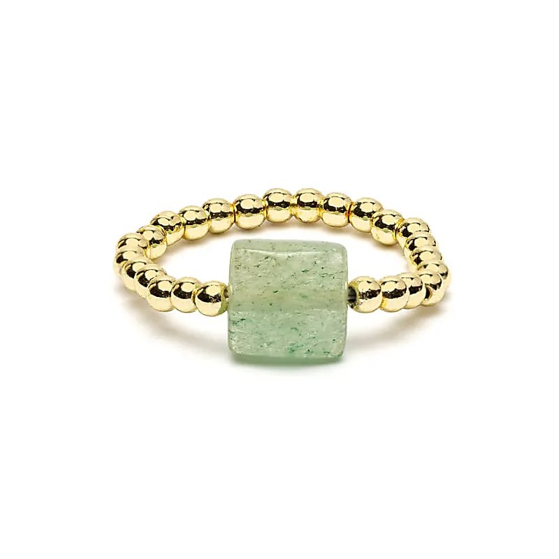 Bague Élastique Aventurine Verte Facettée – Pierre Naturelle