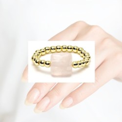 Bague Élastique en Quartz Rose Facetté – Amour & Douceur