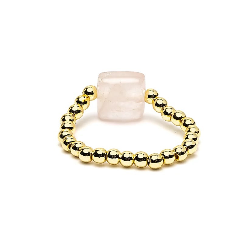 Bague Élastique en Quartz Rose Facetté – Amour & Douceur