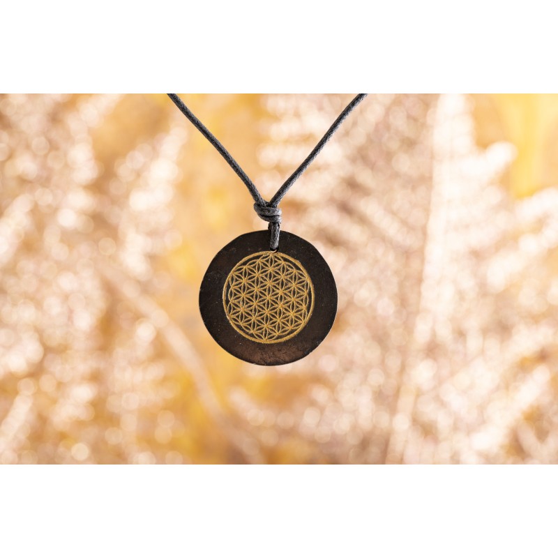 Pendentif Shungite & Fleur de Vie – Protection Énergétique