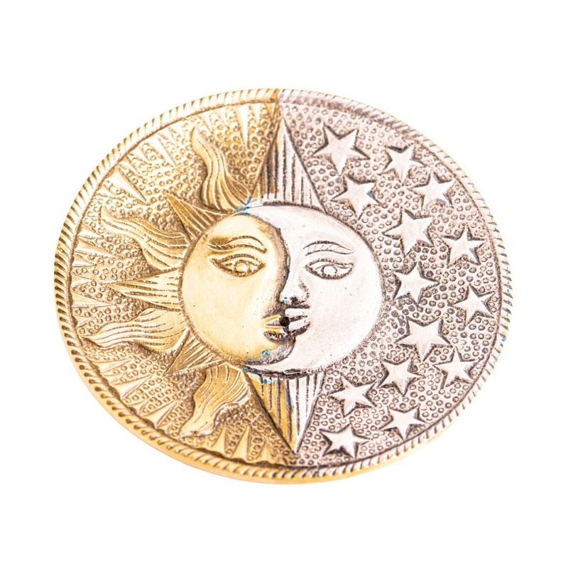 Porte-Encens Soleil & Lune en Métal Blanc – Harmonie Spirituelle
