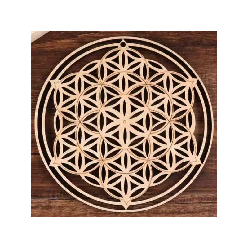 Fleur de Vie en bois 14 cm - Harmonie & Énergie Sacrée