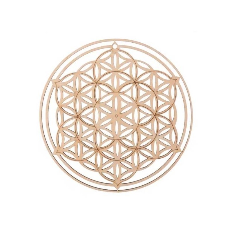 Fleur de Vie en bois 14 cm - Harmonie & Énergie Sacrée