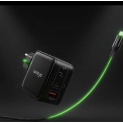 Chargeur avec mise à la terre intégrée - GaN 65W - Câble USB inclus - WICAYA
