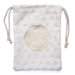 Pochette / bourse cartes Tarot - Fleur de Vie  dorée - coton