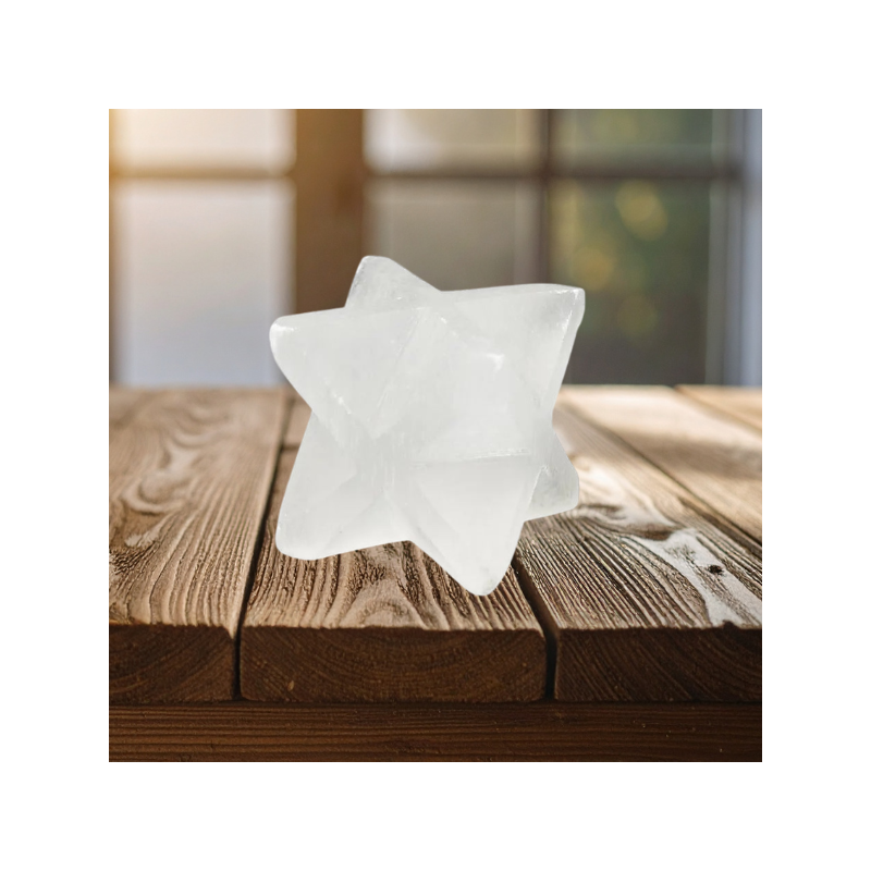 Merkaba en Sélénite 4 cm – Énergie & Purification