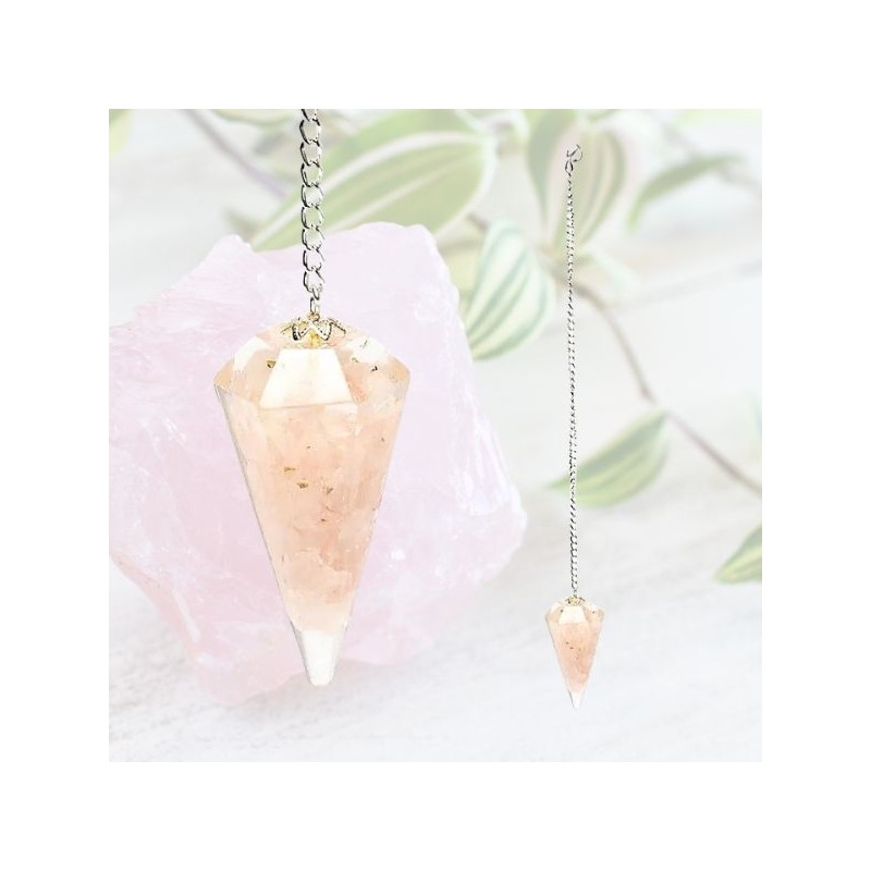 Pendule Orgonite Quartz Rose Facetté 4 cm – Énergie