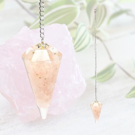 Pendule Orgonite Quartz Rose Facetté 4 cm – Énergie