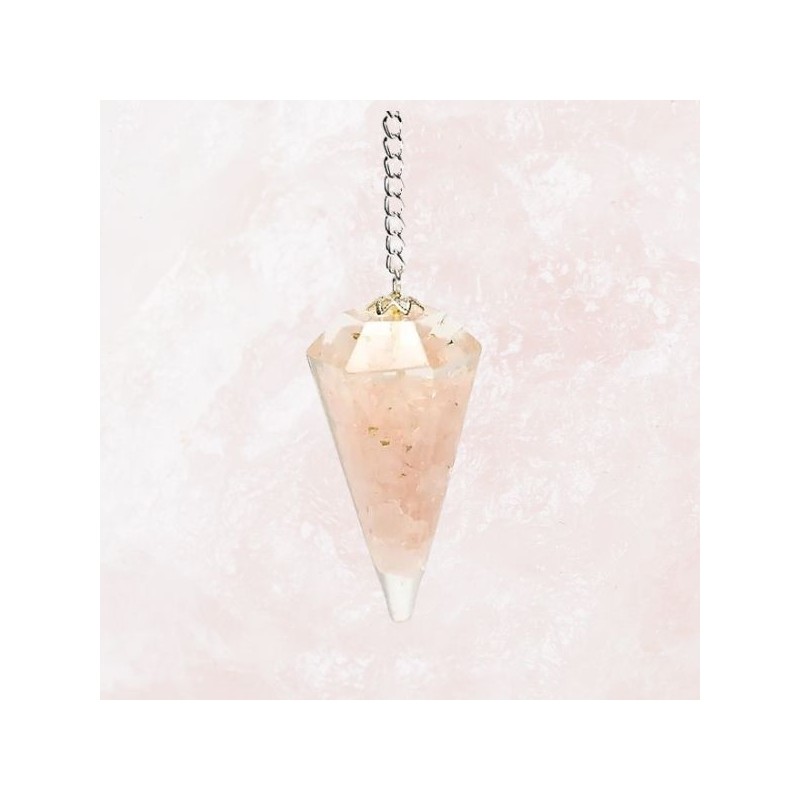 Pendule Orgonite Quartz Rose Facetté 4 cm – Énergie