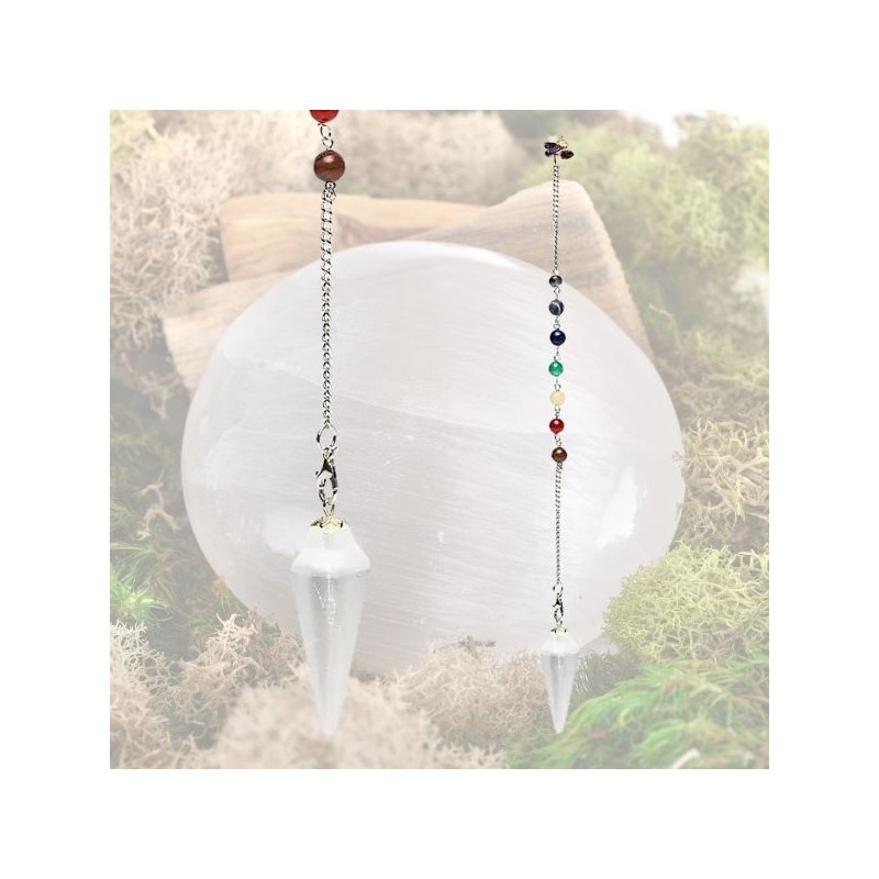 Pendule Sélénite Chakra 4 cm – Purification & Équilibre