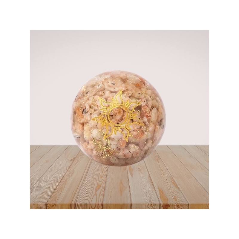 Orgonite sphère pierre de soleil avec soleil