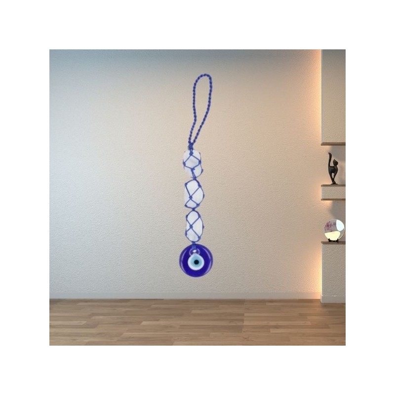 Amulette Mauvais Œil & Sélénite Protection 20 cm