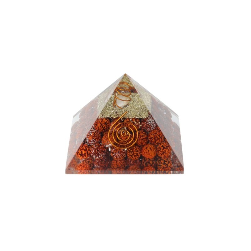 Pyramide Orgonite Rudraksha Sacrée - 7,5 cm