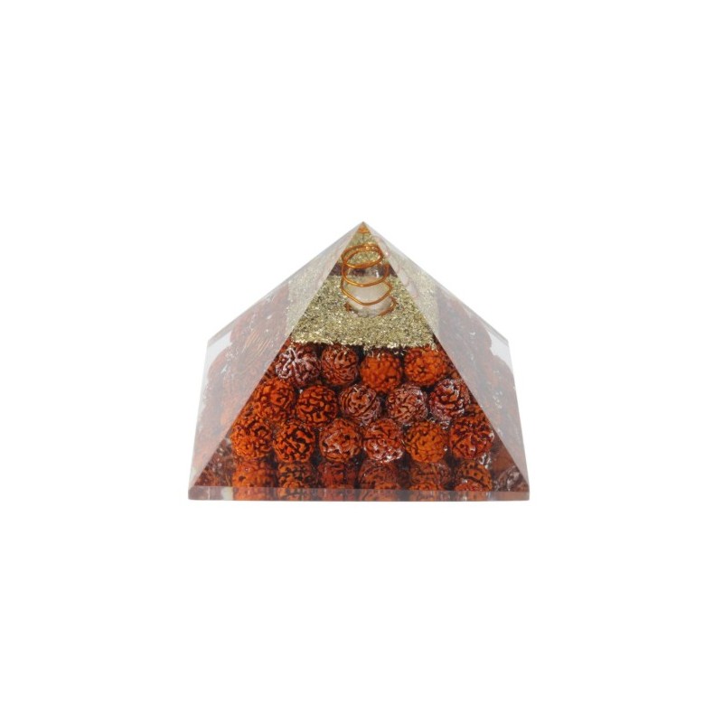 Pyramide Orgonite Rudraksha Sacrée - 7,5 cm