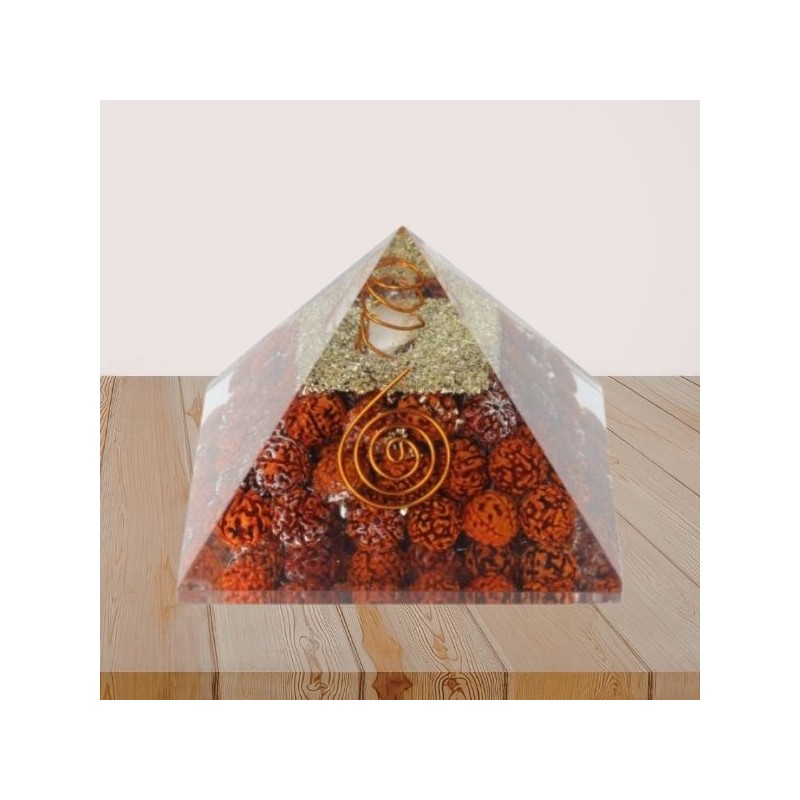 Pyramide Orgonite Rudraksha Sacrée - 7,5 cm