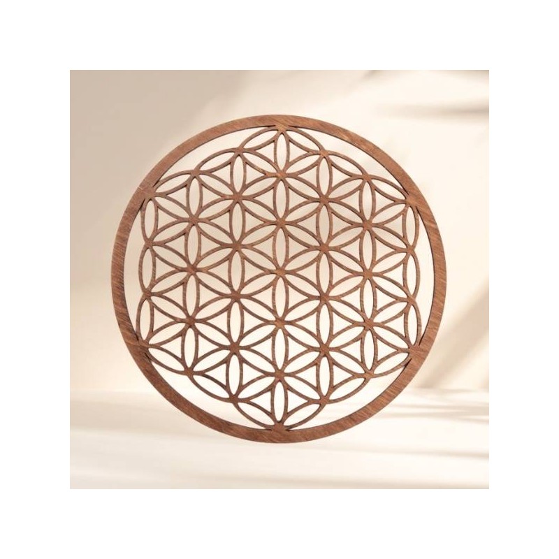 Fleur de Vie en Bois Brun Foncé 22 cm