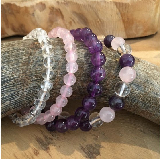 Bracelet Quartz rose - elastique