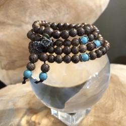 Mala collier en bois & turquoise - 108 perles