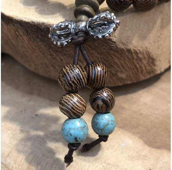 Mala collier en bois & turquoise - 108 perles