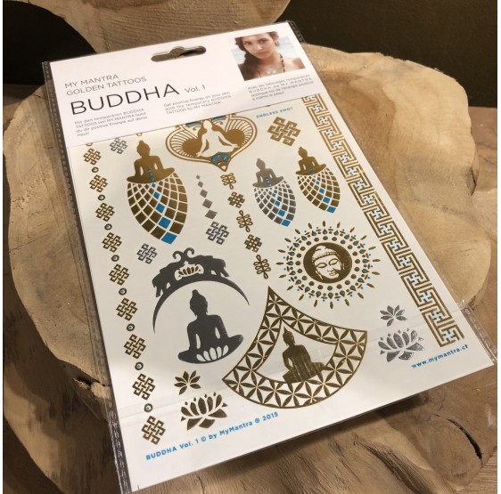Tatouages - ésotérique - énergie - doré "Bouddha Buddha"