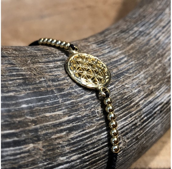 Bracelet fleur de vie argent plaqué or - 1,2 cm