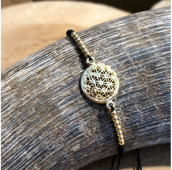 Bracelet fleur de vie argent plaqué or - 1,2 cm