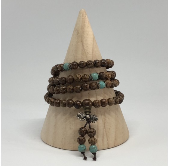 Mala collier en bois & turquoise - 108 perles