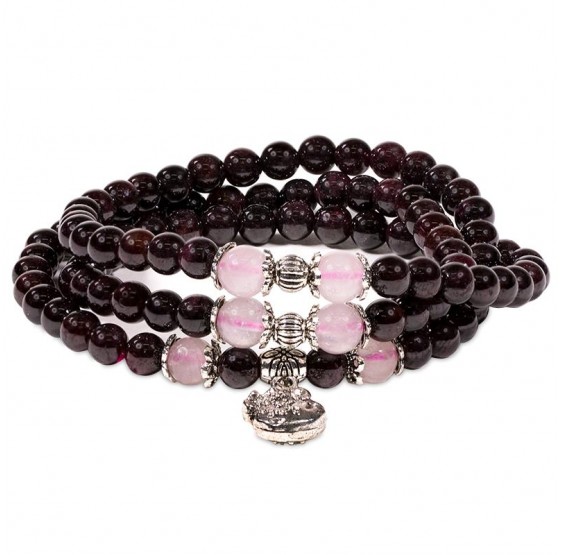 Bracelet Mala grenat rouge - élastique