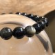 Bracelet Obsidienne argentée - elastique