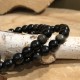Bracelet Obsidienne argentée - elastique