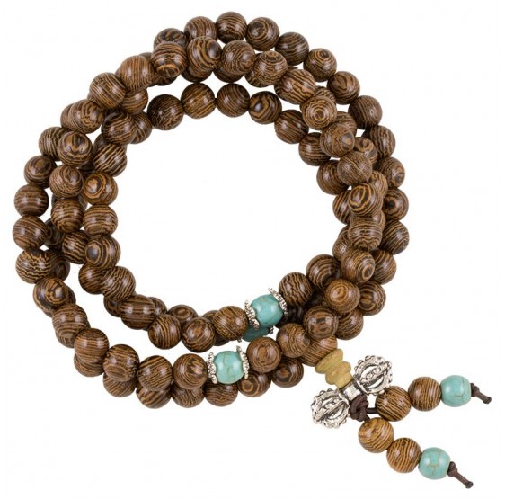 Mala collier en bois & turquoise - 108 perles