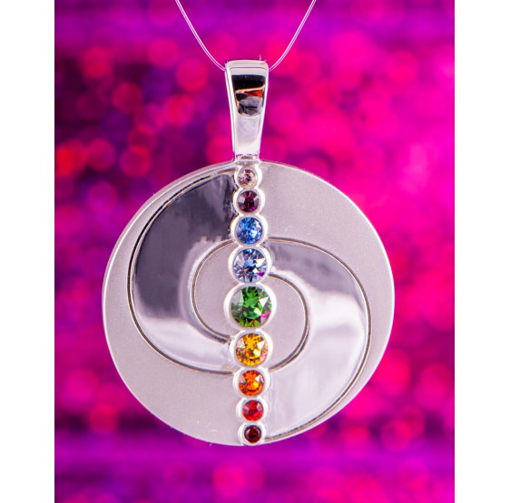 Pendentif Balance Chakra avec Swarovski - rond plein