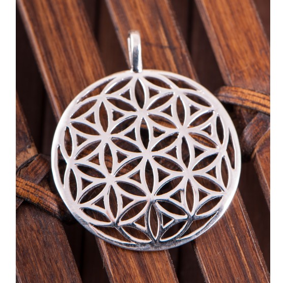 Pendentif Fleur de Vie en Argent 925 (bombé) - semence de vie