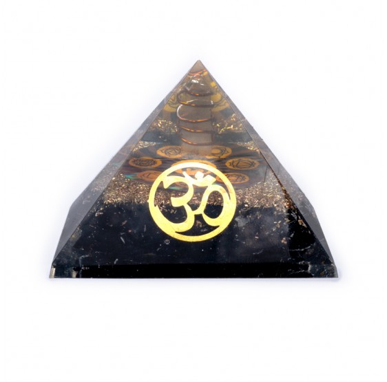 Pyramide Tourmaline avec OM Ohm - orgone