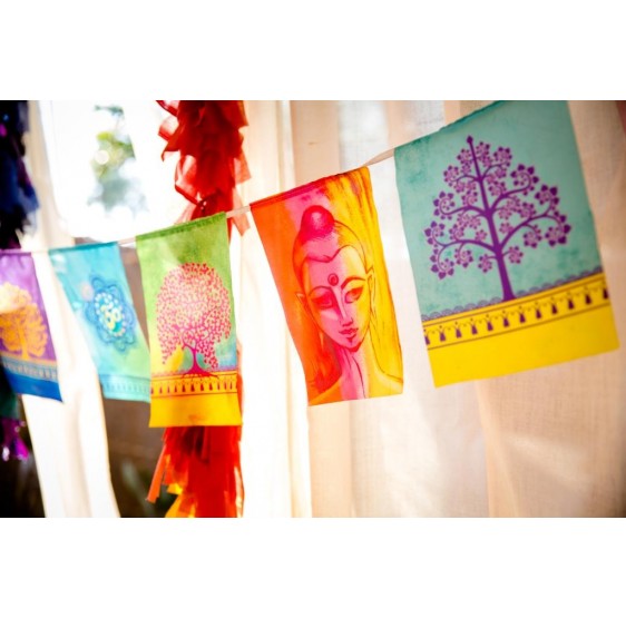 Drapeaux  MIX Bouddha -  Ohm - Arbre de vie sur corde