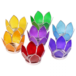 Set de 7 bougies LOTUS CHAKRA argentés - ou à la pièce