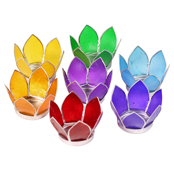 Set de 7 bougies LOTUS CHAKRA argentés - ou à la pièce