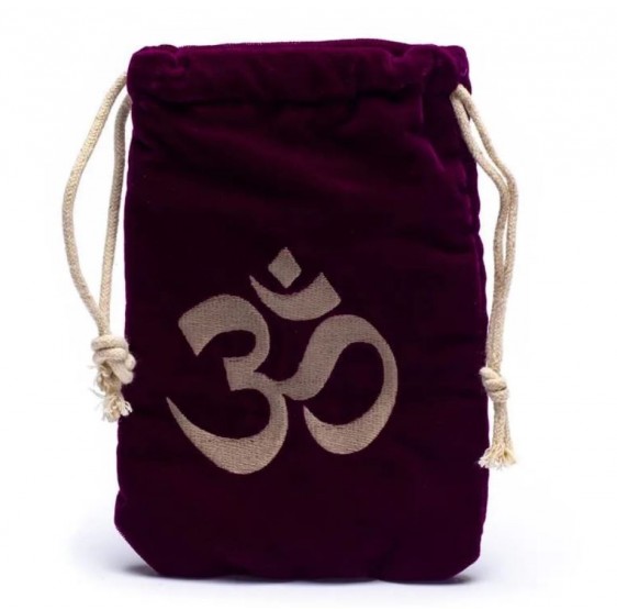 Pochette / bourse cartes Tarot - OHM OM AUM  brodée - velour violet