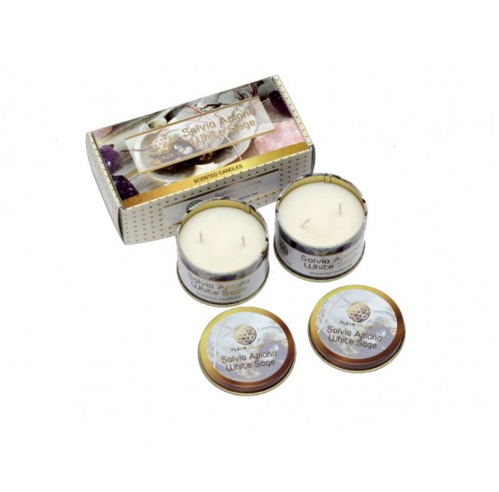 Bougies Fleur de Vie "Holy Wood Sauge Blanche" set de 2 bougies