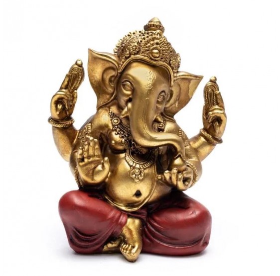 Ganesha, or & rouge - statue - +/- 14 cm